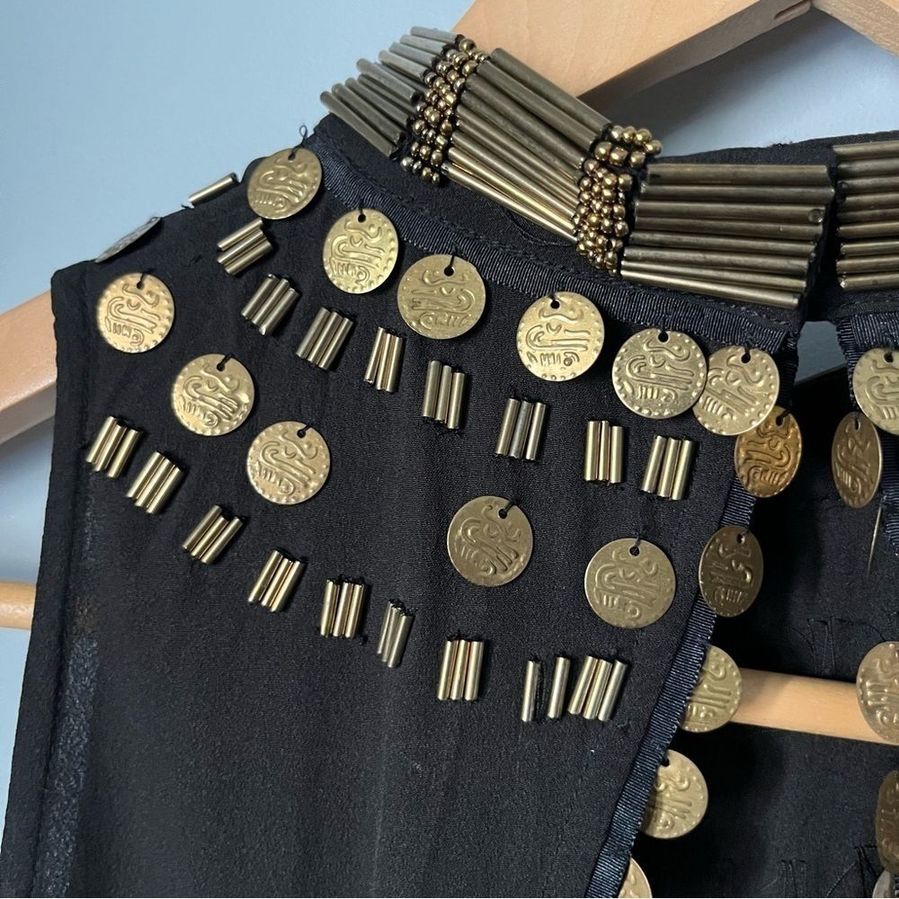 Free People Bohemian Soul Gold Coin Embellished Black Halter Neck Catsuit Size 4 - Picture 16 of 16